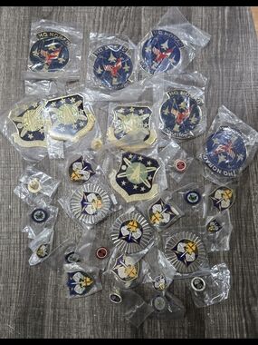 Military Plaque Shields & Pins Lot - HQ NORAD Air Forcw Space Command And More